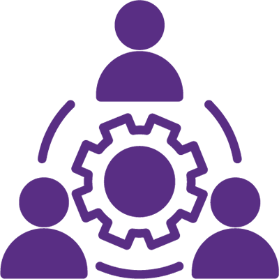 icon circular gear connecting people